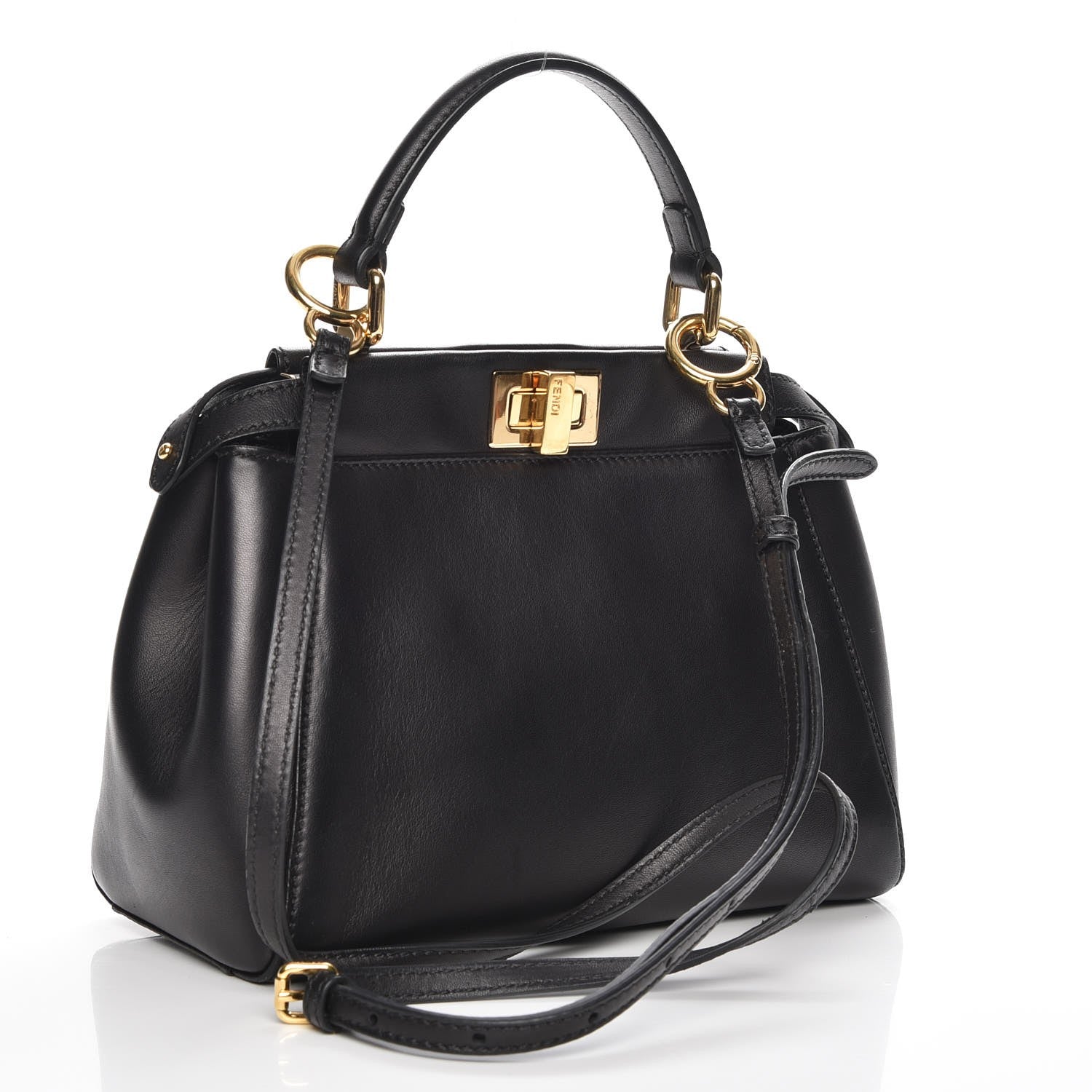 Fendi Nappa Mini Peekaboo Iconic Satchel Black 5 of 9