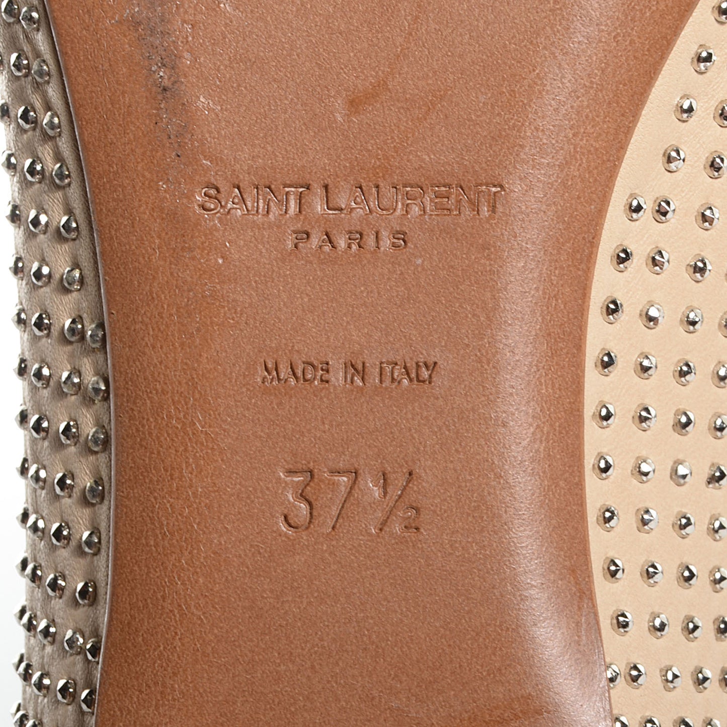 Leather Studded Ballerina Flats 37.5 Nude Powder