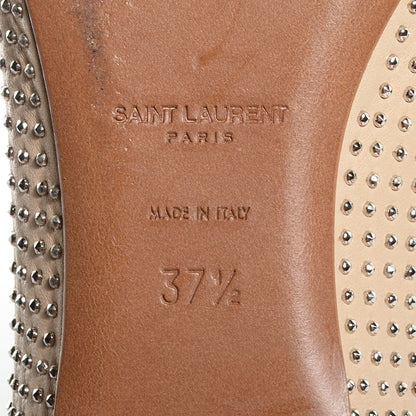 Saint Laurent Leather Studded Ballerina Flats 37.5 Nude Powder 6 of 8