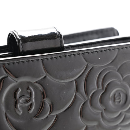 Chanel Patent Camellia Embossed Zipped Pocket Wallet Black 10 of 11