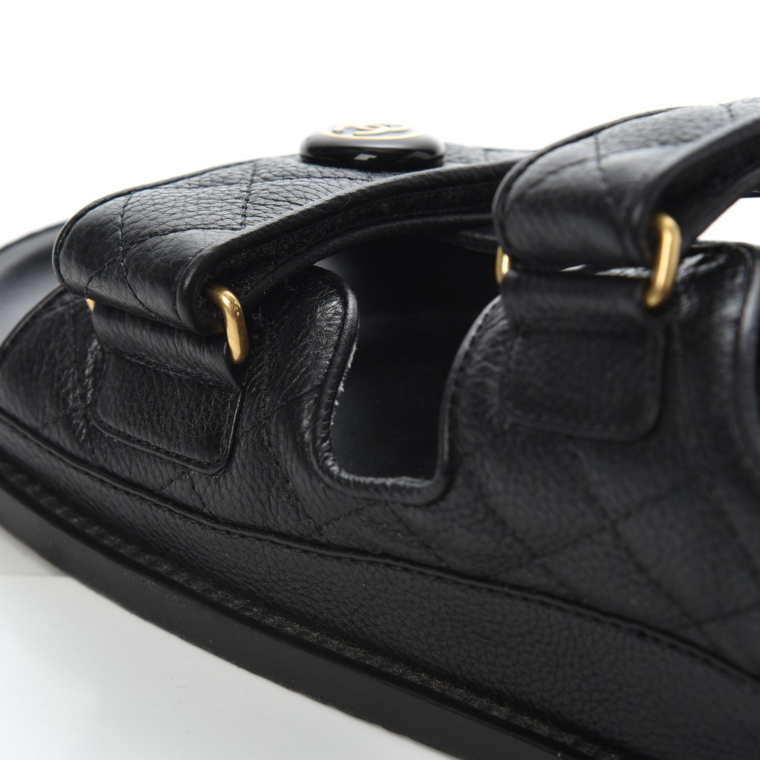 Chanel Grained Calfskin Velcro Dad Sandals 38 Black 19 of 23