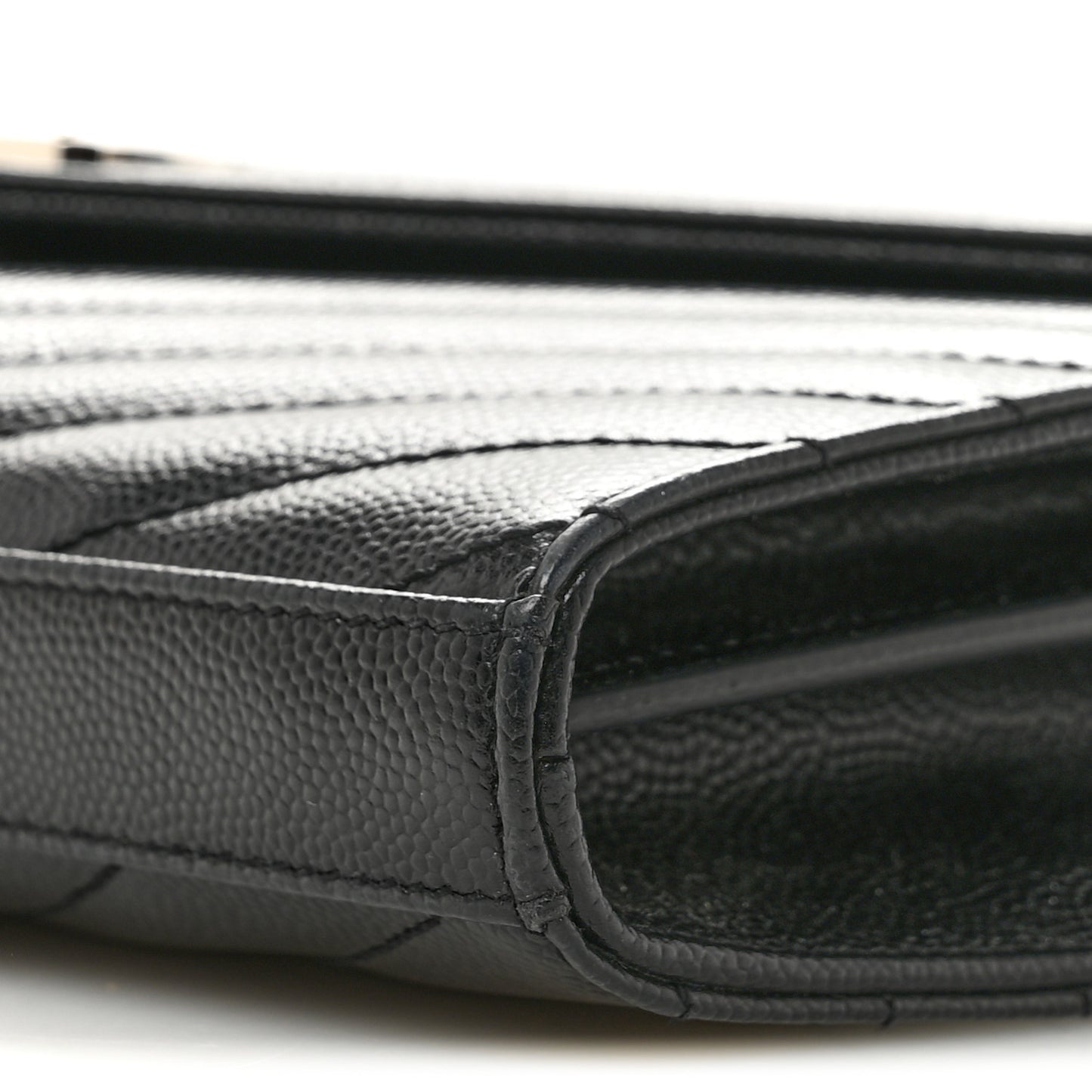 Grain De Poudre Matelasse Chevron Monogram Chain Wallet Black