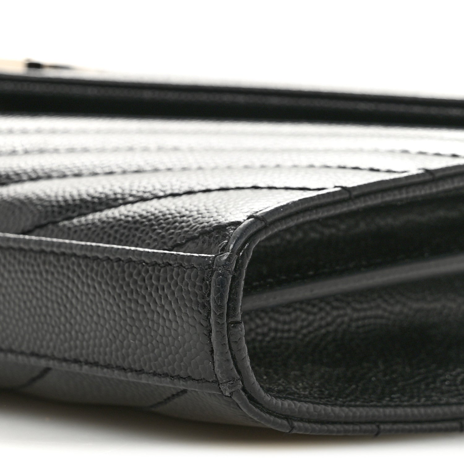 Saint Laurent Grain De Poudre Matelasse Chevron Monogram Chain Wallet Black 11 of 14