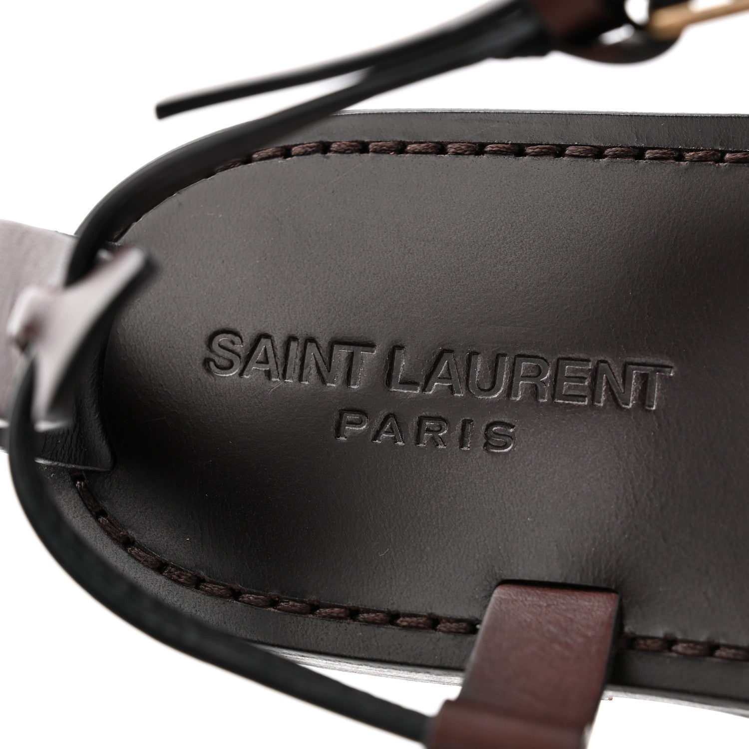 Saint Laurent Calfskin Culver Flat Sandals 39 Dark Brown 6 of 8