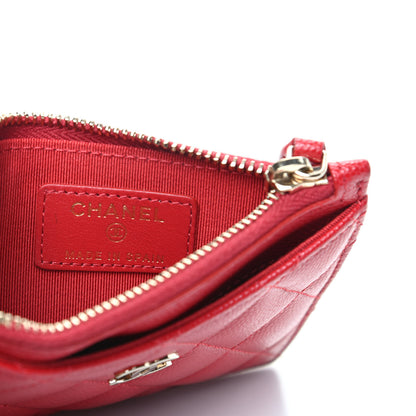 Chanel Caviar Quilted CC Zip Card Holder Red 6 of 8