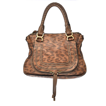 Chloe Calfskin Leopard Print Medium Marcie Satchel Brown 1 of 17