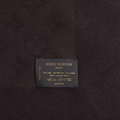 Louis Vuitton Silk Lurex Wool Monogram Shine Shawl Brown 4 of 5