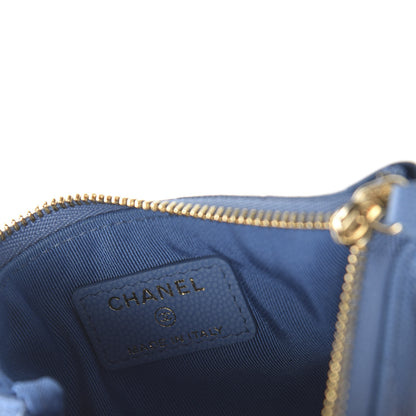 Chanel Flat Caviar Chevron Quilted Small Cosmetic Case Blue 8 of 11