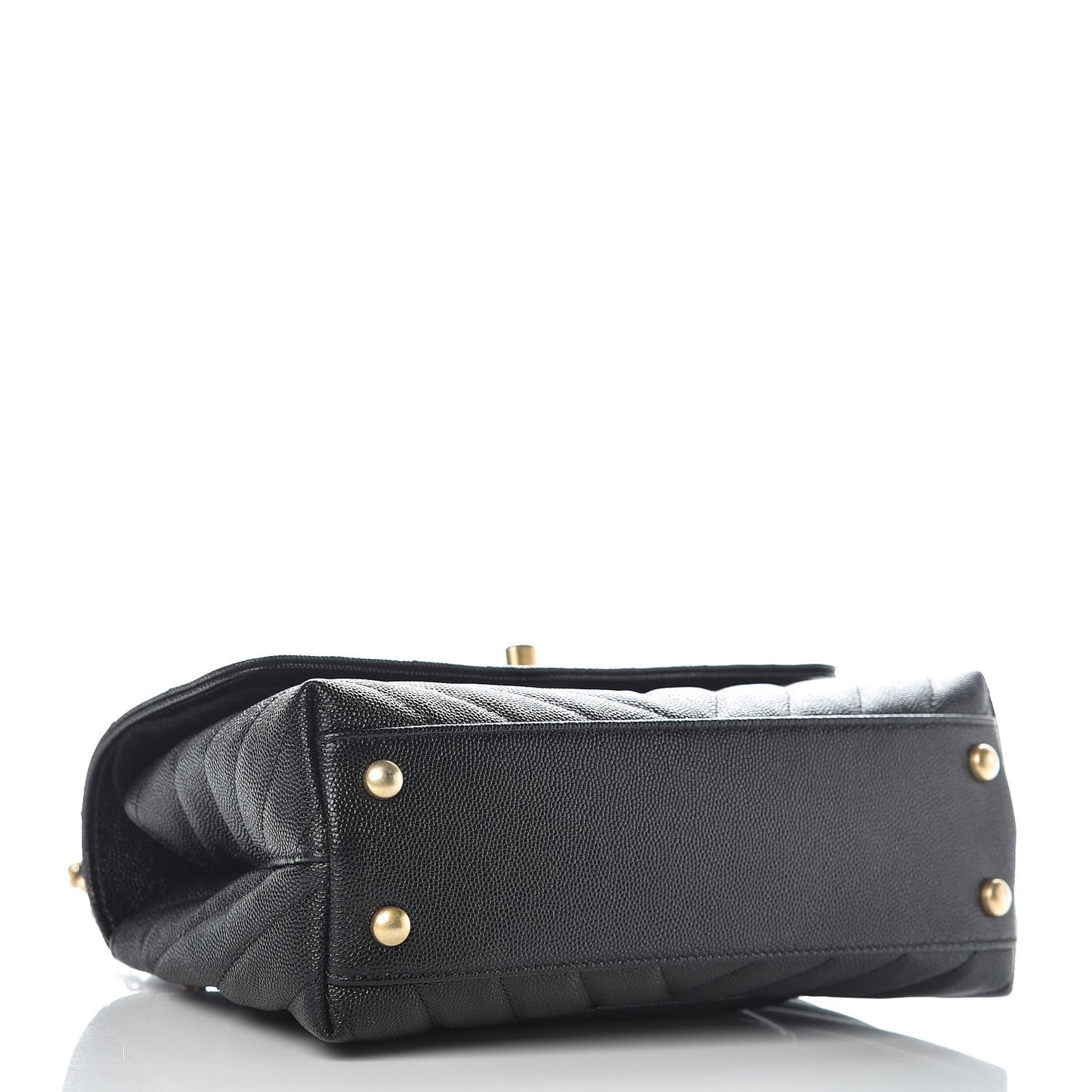 Caviar Chevron Quilted Mini Coco Handle Flap Black