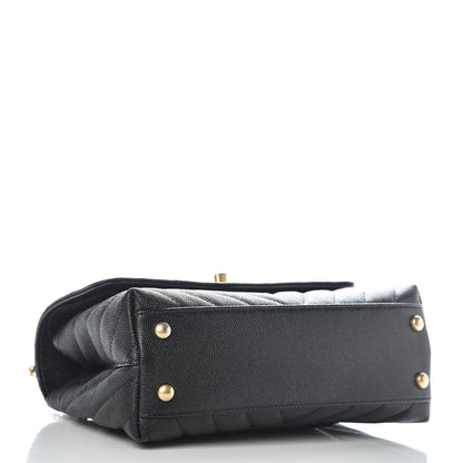 Chanel Caviar Chevron Quilted Mini Coco Handle Flap Black 4 of 10