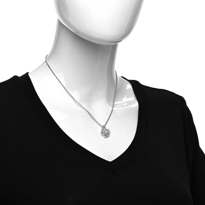 Chanel 18K White Gold Diamond Camelia Pendant Necklace 2 of 5