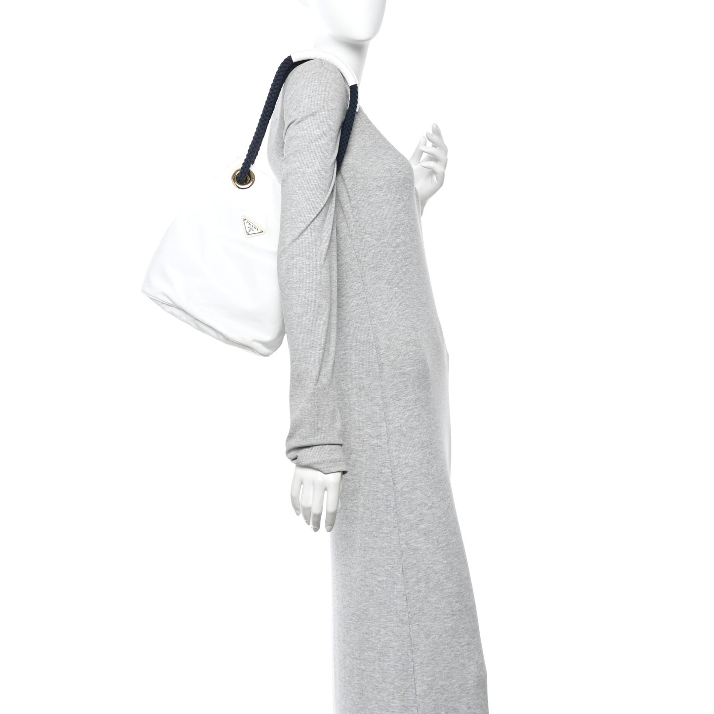 Re-Nylon Triangle Mariner Small Bucket Bag White Baltico