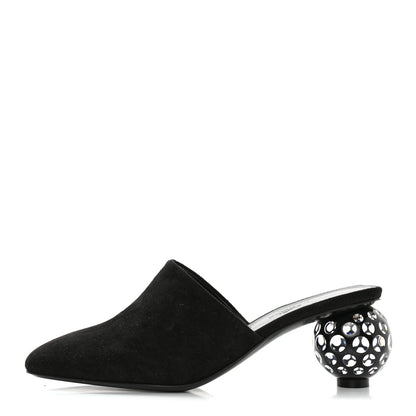 Hermes Suede Goatskin Darcy Mules 36 Black 1 of 9