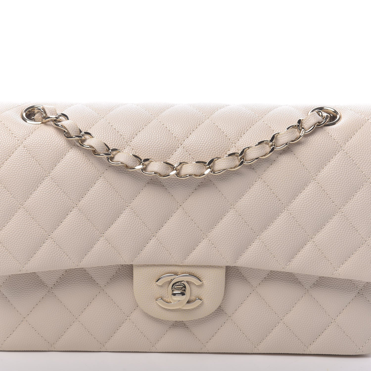 Chanel Caviar Quilted Medium Double Flap Light Beige 10 of 11