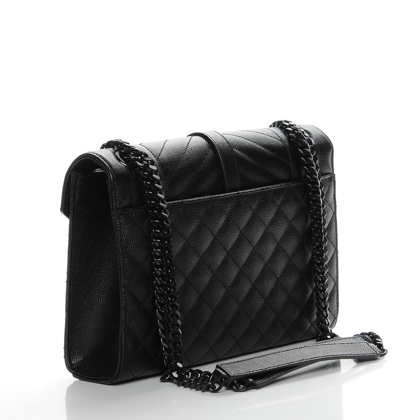 Grain De Poudre Textured Mixed Matelasse Triquilt Medium Monogram Satchel Black