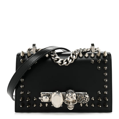 Alexander McQueen Calfskin Studded Knuckle Satchel Black Silver 1 of 10