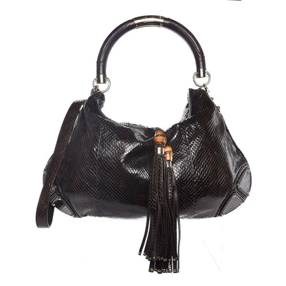 Gucci Python Large Indy Top Handle Hobo Brown 1 of 8