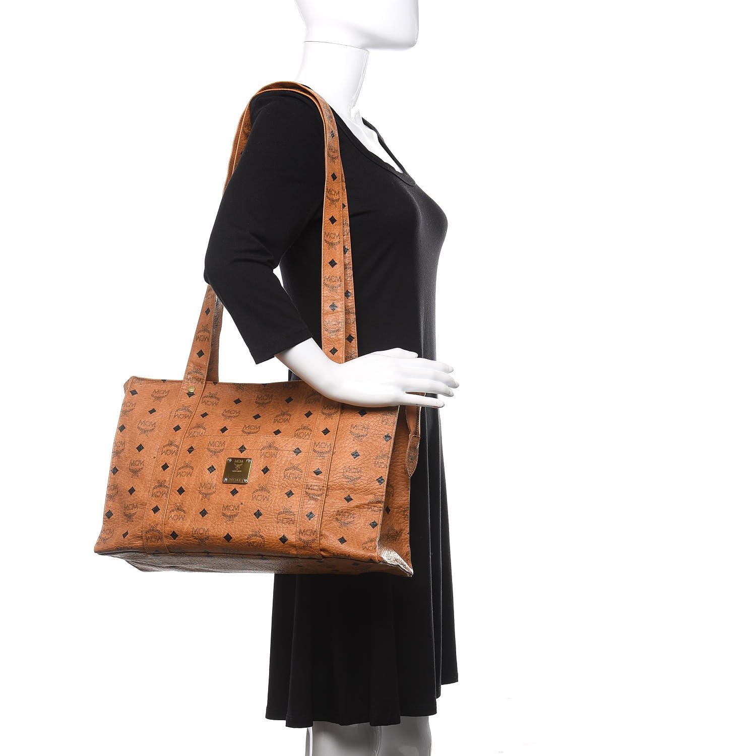 MCM Visetos Shopper Tote Cognac 2 of 10