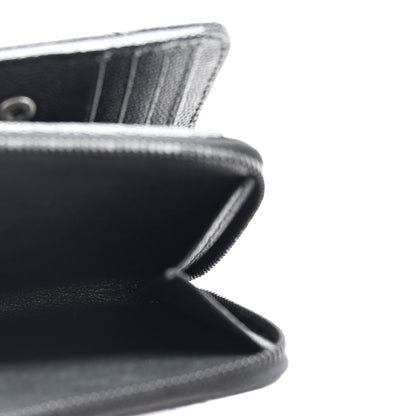 Saint Laurent Grain De Poudre Matelasse Chevron Monogram Monochrome Compact Zip Around Wallet Black 6 of 9