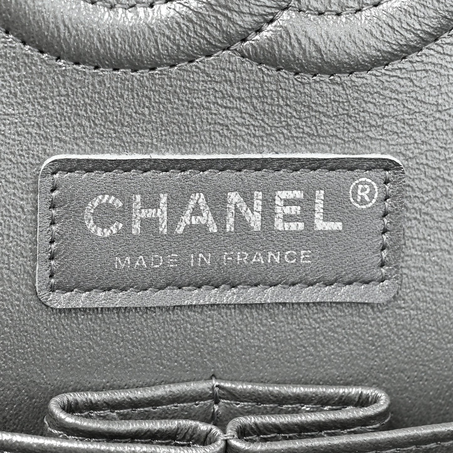 Metallic Lambskin Quilted Medium Double Flap Silver