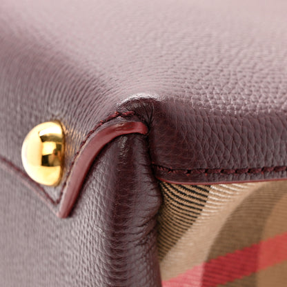 Burberry Grainy Calfskin House Check Small Banner Tote Mahogany Red 10 of 11