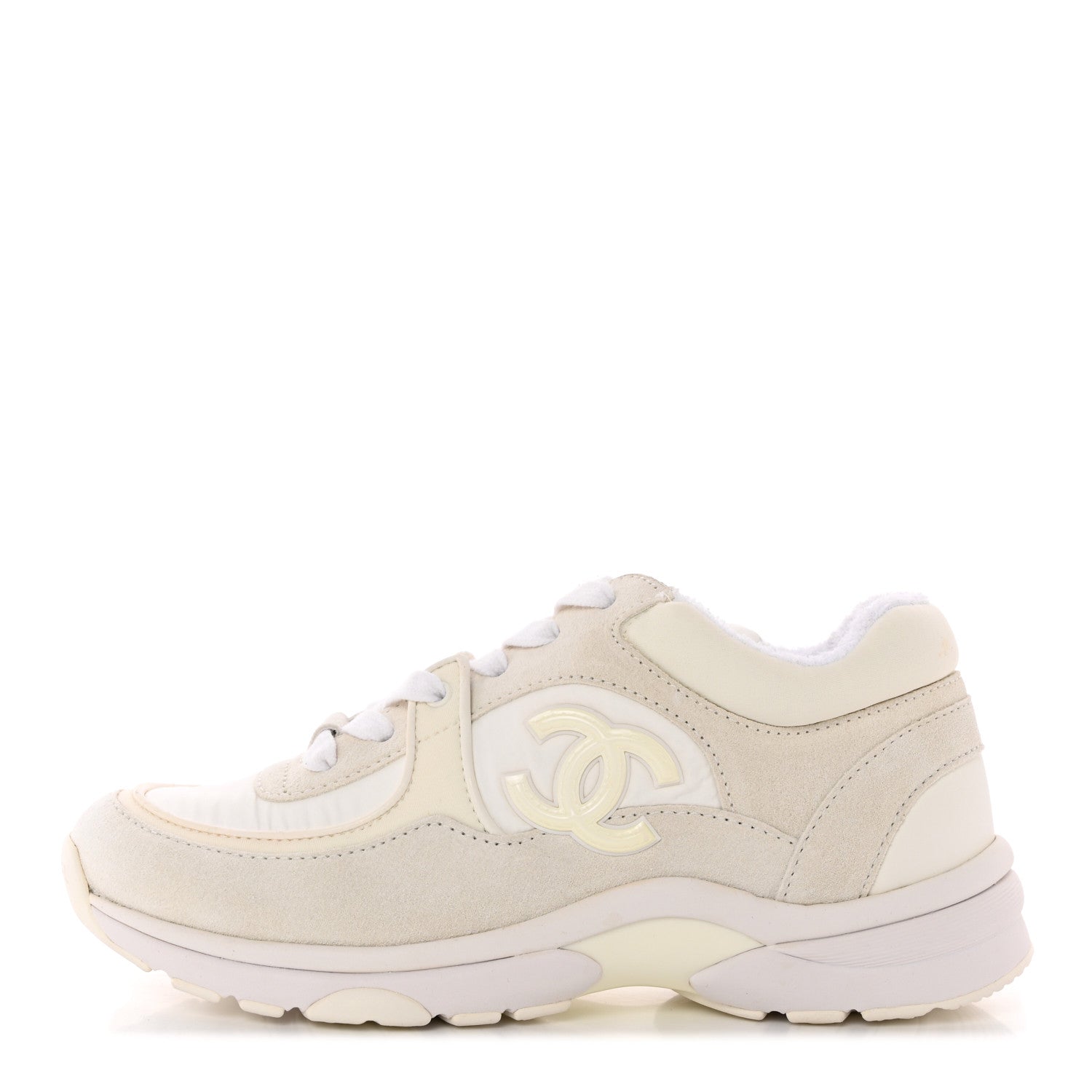 Chanel Calfskin Mixed Fibers CC Sneakers 36 White 1 of 10