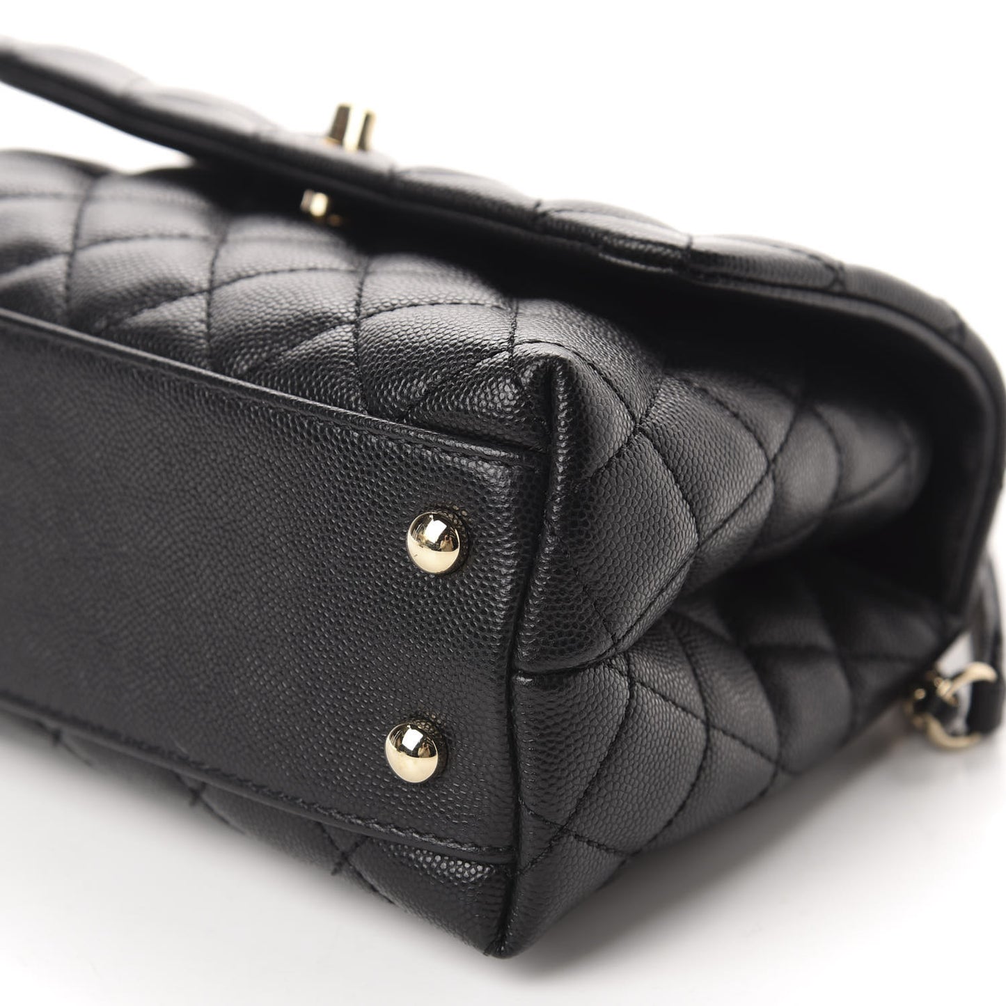 Caviar Quilted Mini Coco Handle Flap Black
