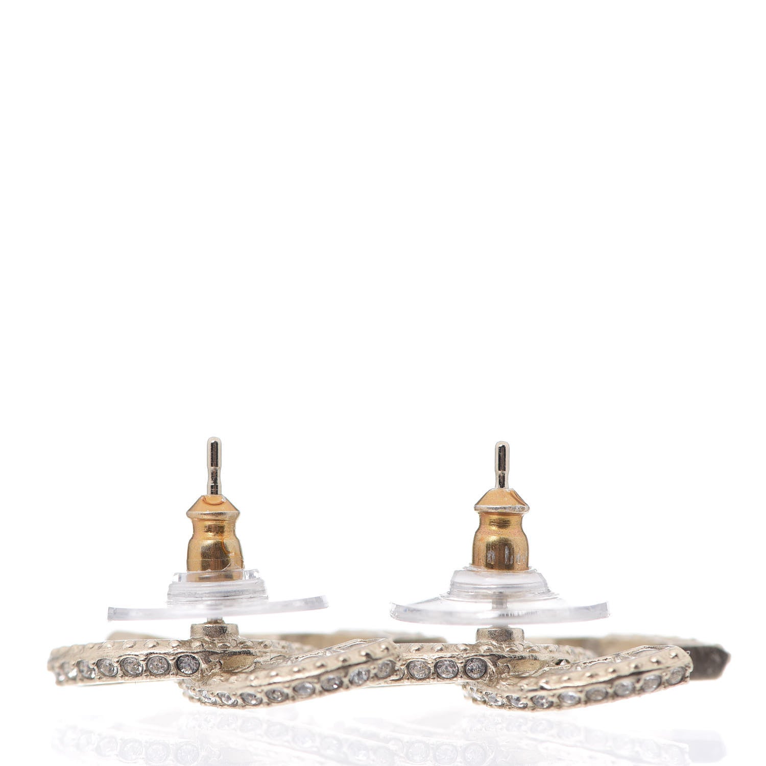 Chanel Crystal Timeless CC Earrings Light Gold 3 of 4