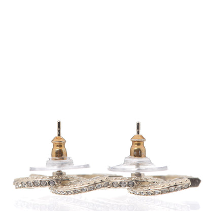 Chanel Crystal Timeless CC Earrings Light Gold 3 of 4
