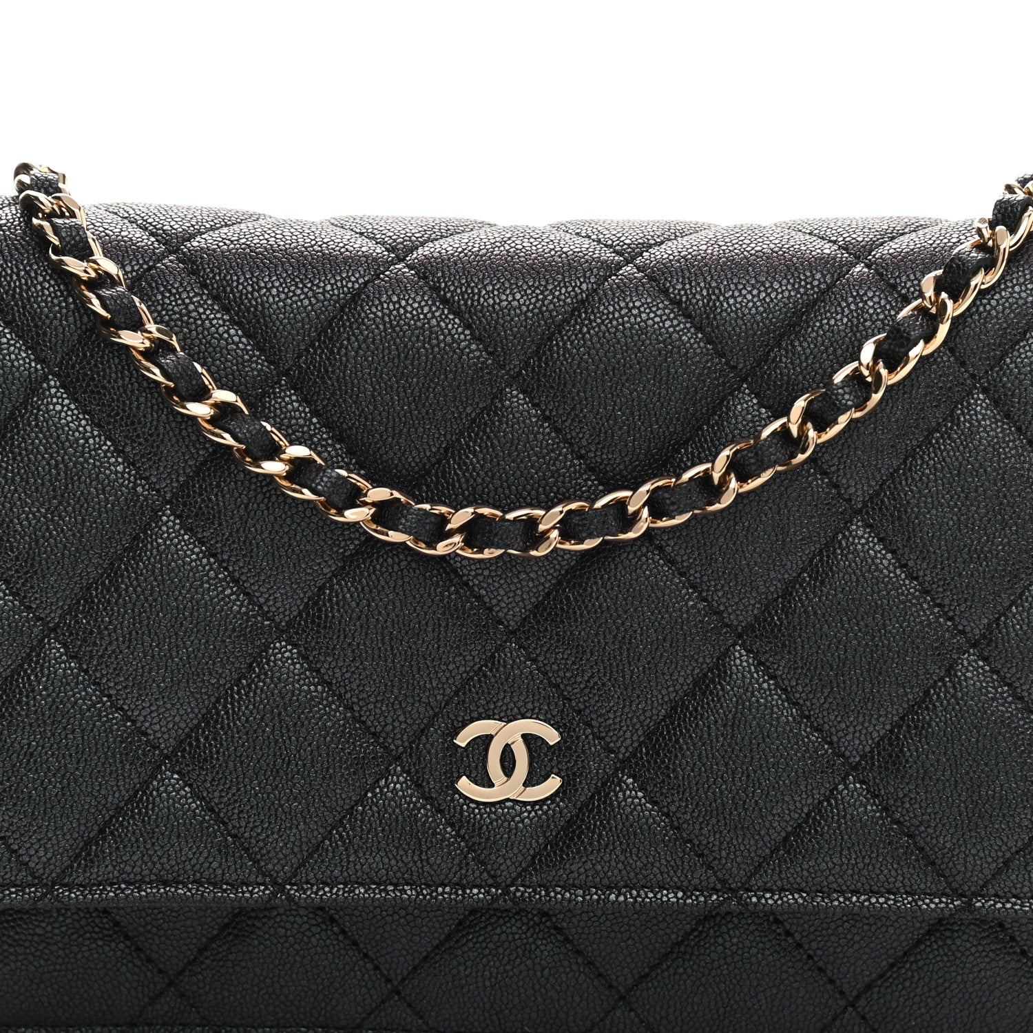 Chanel Iridescent Caviar Quilted Wallet On Chain WOC Black 8 of 11