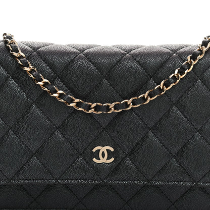 Chanel Iridescent Caviar Quilted Wallet On Chain WOC Black 8 of 11