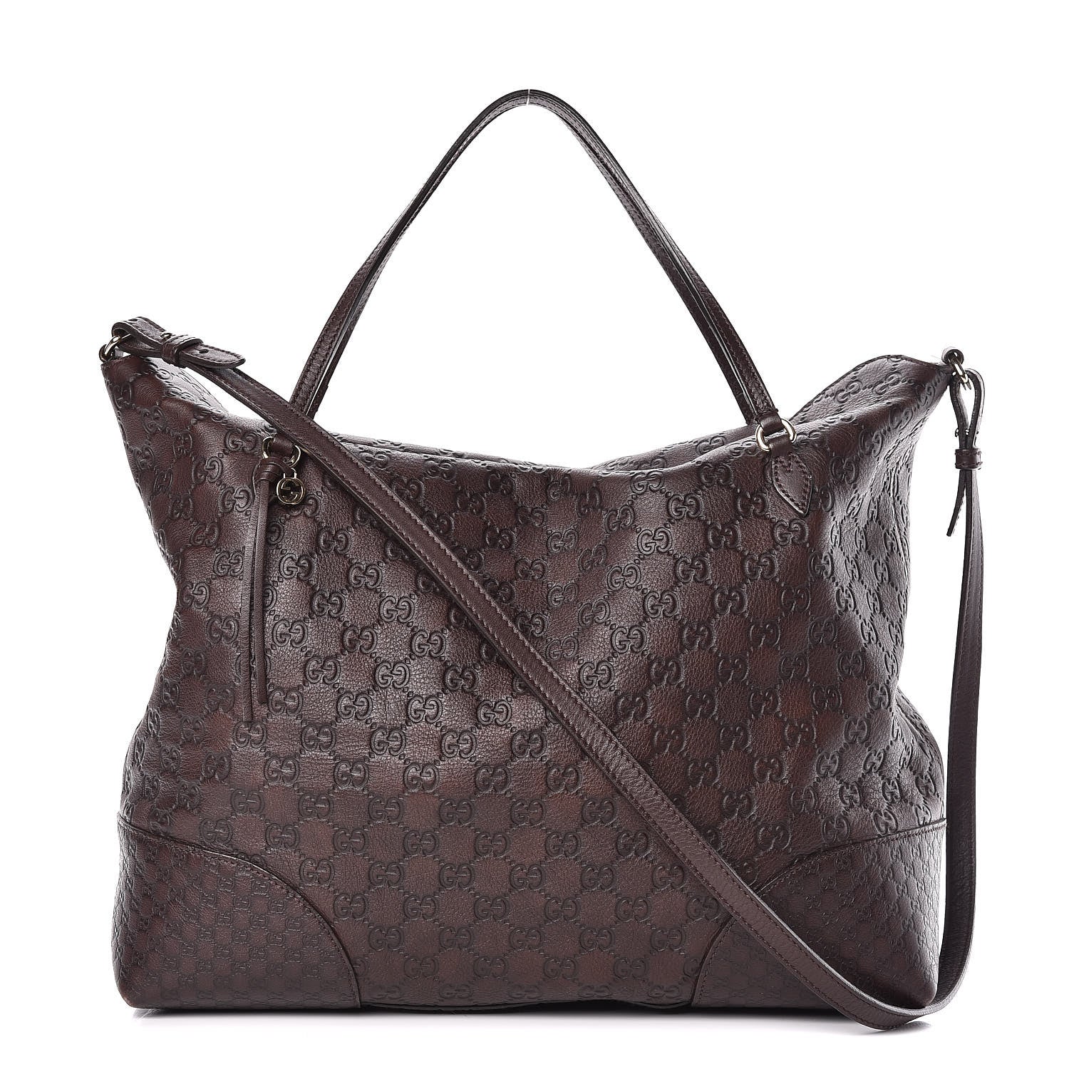 Gucci Guccissima Large Bree Foldover Tote Chocolate 1 of 17