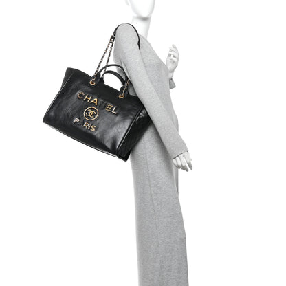 Chanel Aged Calfskin Medium Charms Deauville Tote Black 2 of 10