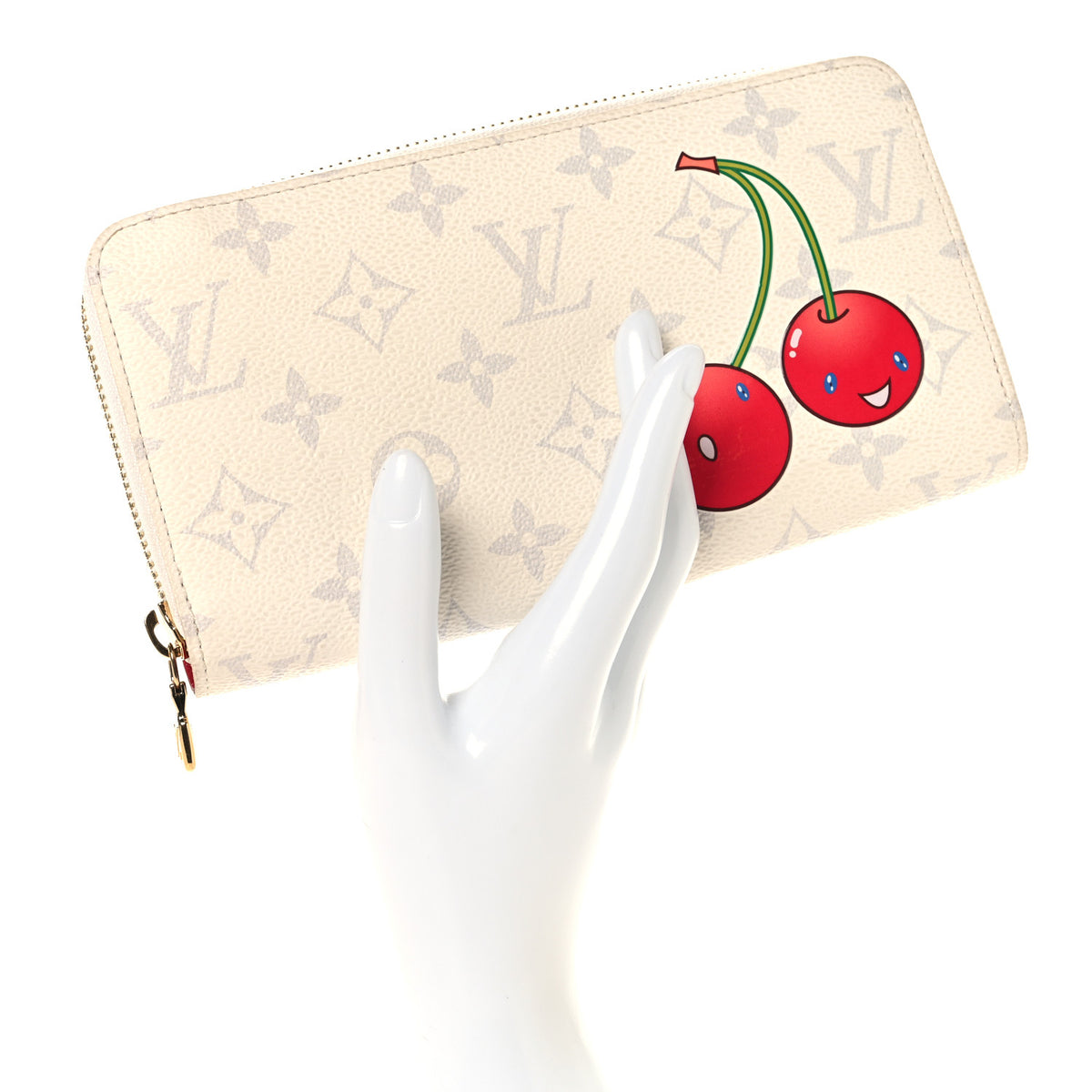 LV X TM Monogram Cerises Zippy Wallet White