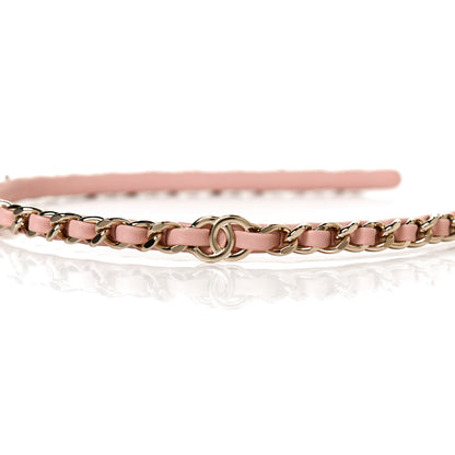Chanel Metal Lambskin CC Turnlock Chain Headband Gold Pink 3 of 5
