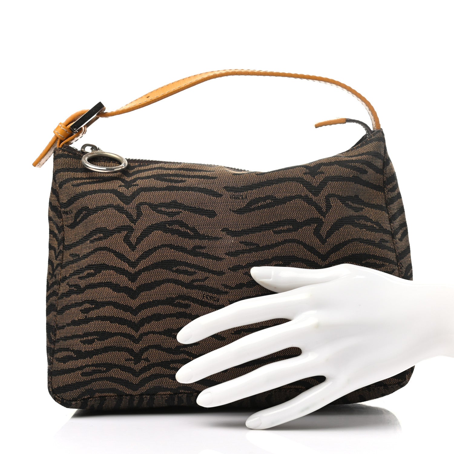 Fendi Canvas Tiger Print Mini Pochette Brown 2 of 10