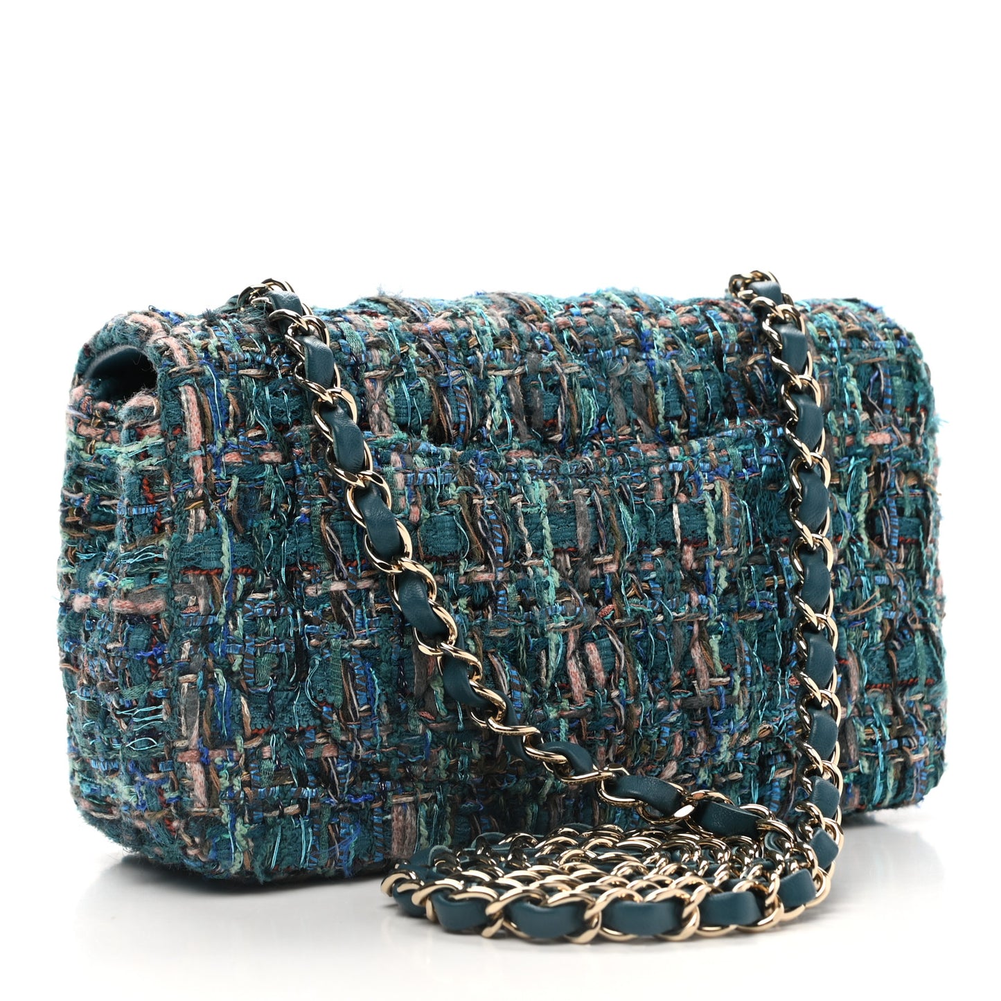 Tweed Quilted Egyptian Mini Rectangular Flap Turquoise