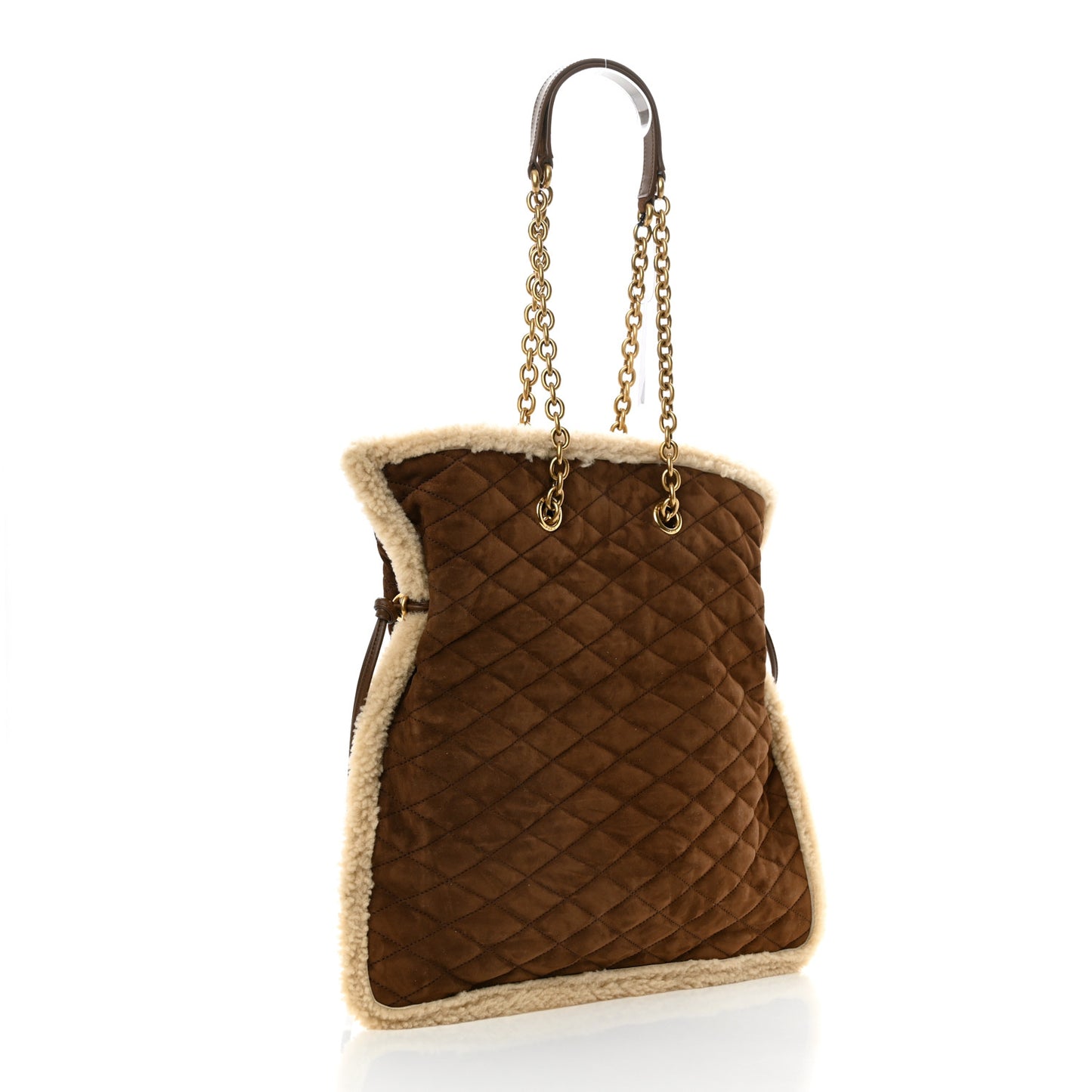 Suede Shearling Quilted Le Pochon Natural Tan