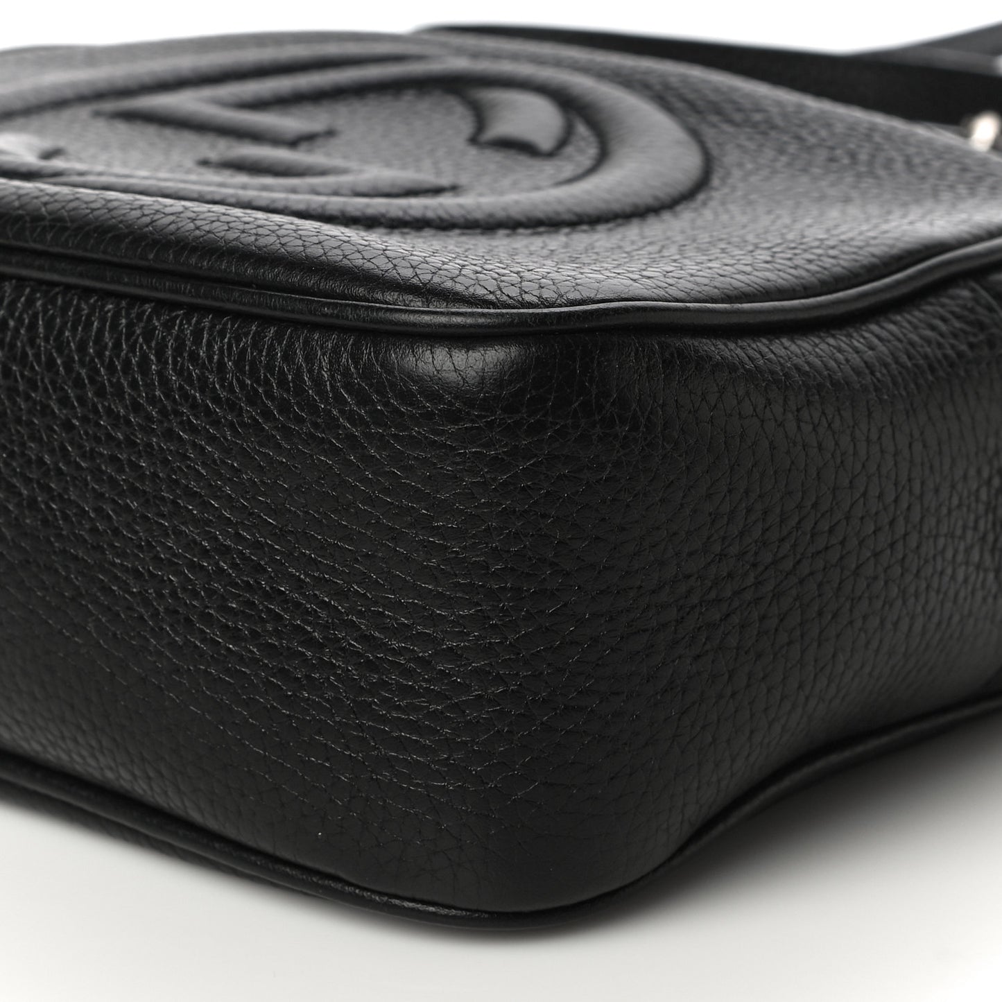Pebbled Calfskin Small Soho Disco Bag Black