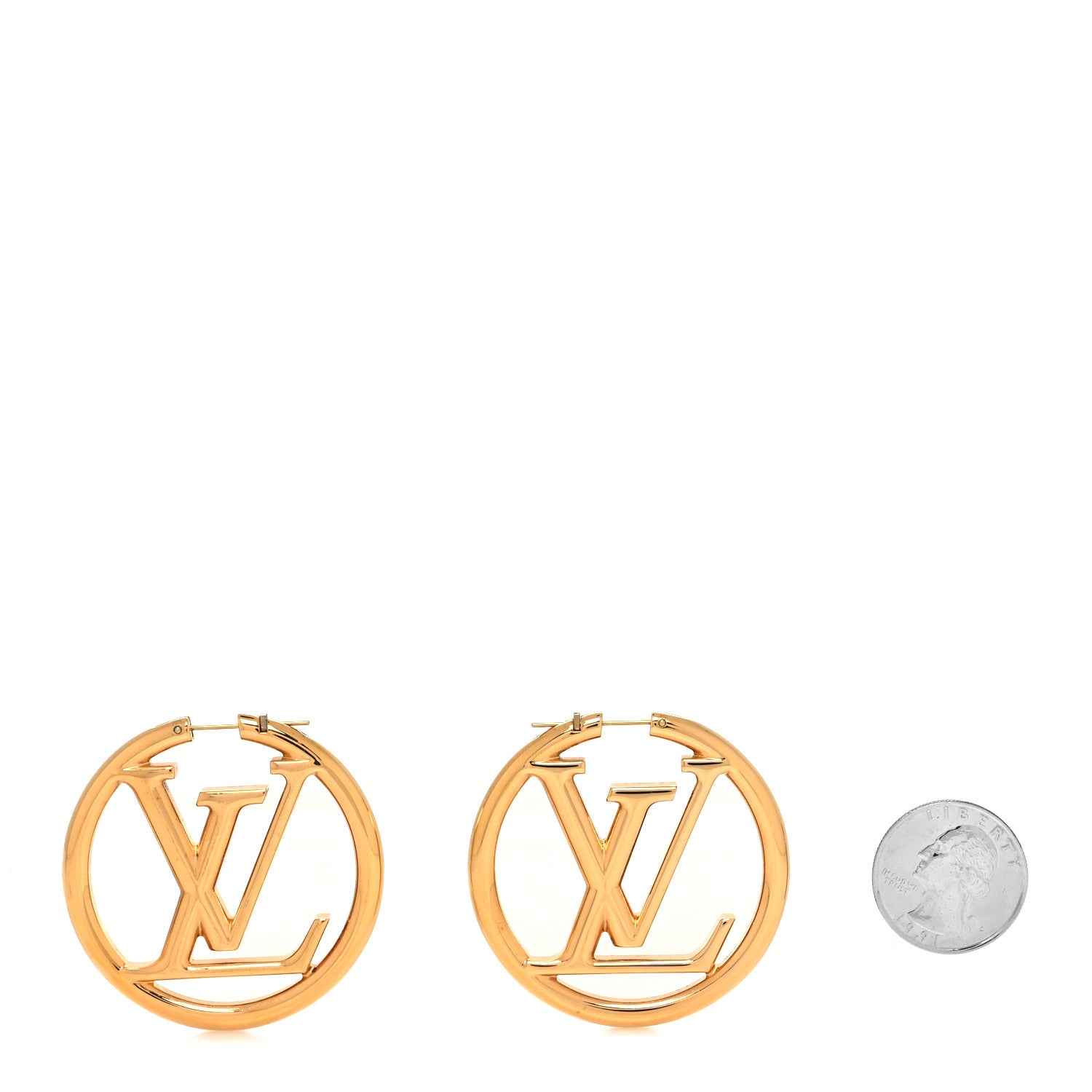 Louis Vuitton Metal Louise Hoop Earrings Gold 2 of 4