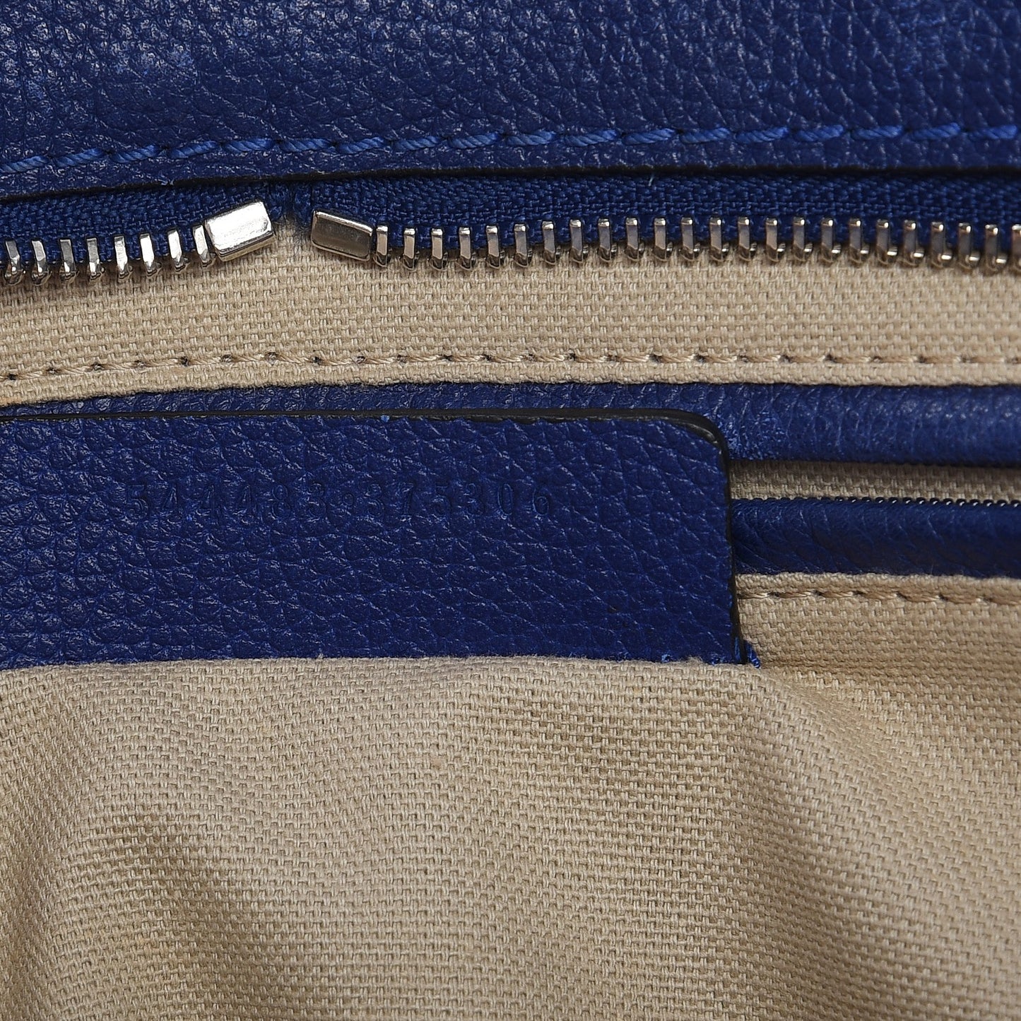 Pebbled Calfskin Small Skull Padlock Zip Around Tote Ultramarine