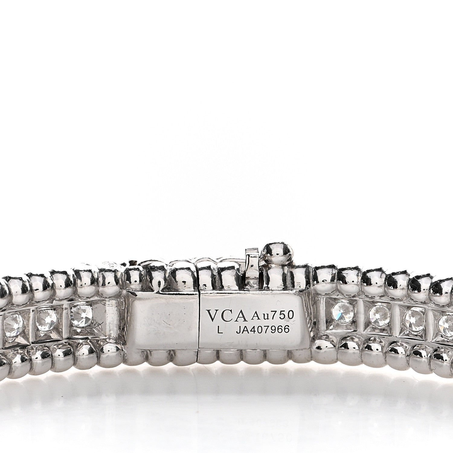 Van Cleef & Arpels 18K White Gold Diamond Perlee 1-Row Bangle Bracelet L 3 of 4