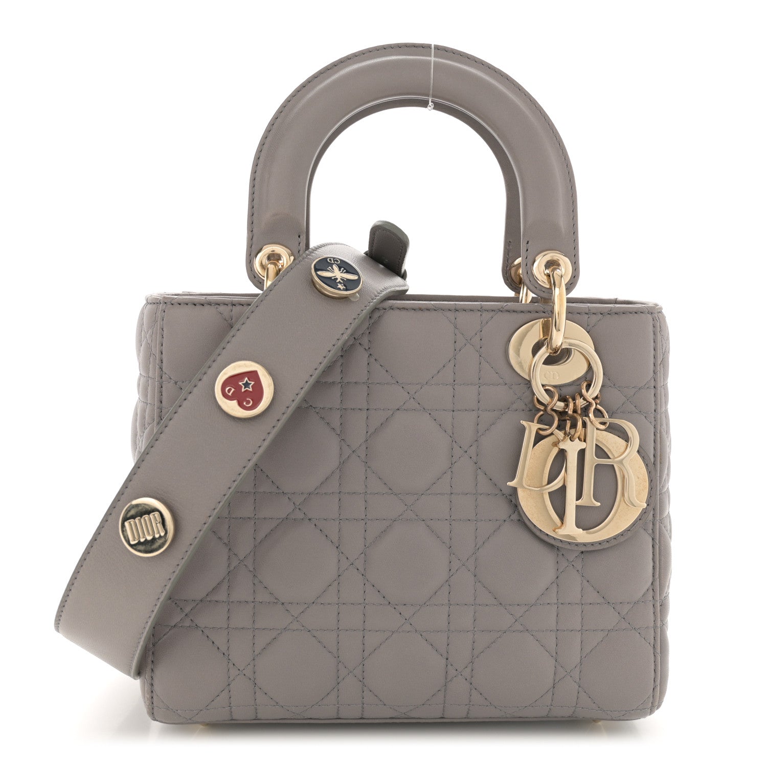 Christian Dior Lambskin Cannage Small Lucky Badges My Lady Dior Grey 1 of 13