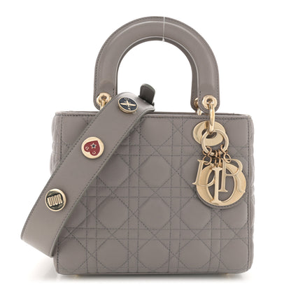 Christian Dior Lambskin Cannage Small Lucky Badges My Lady Dior Grey 1 of 13