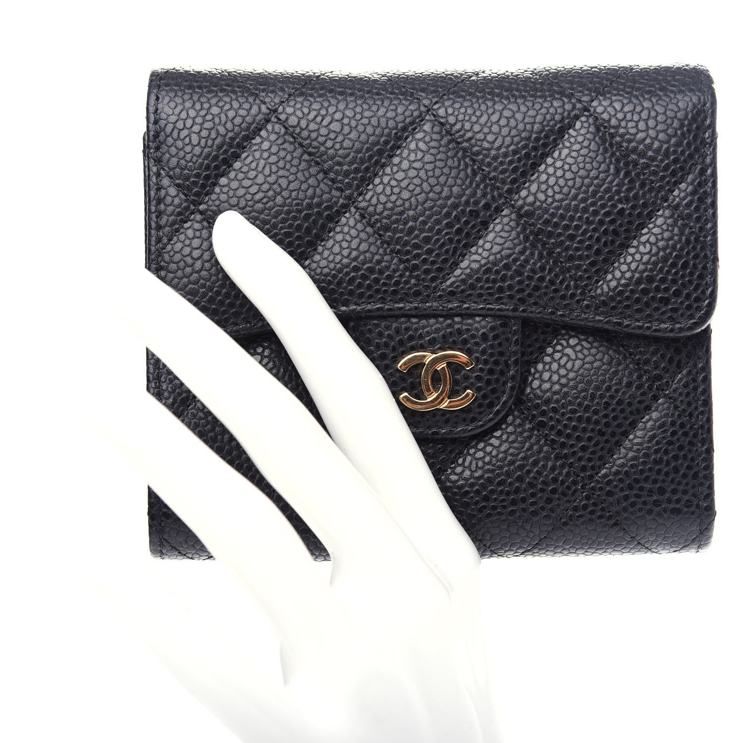 Chanel Caviar Quilted Compact Flap Wallet Black 2 of 9