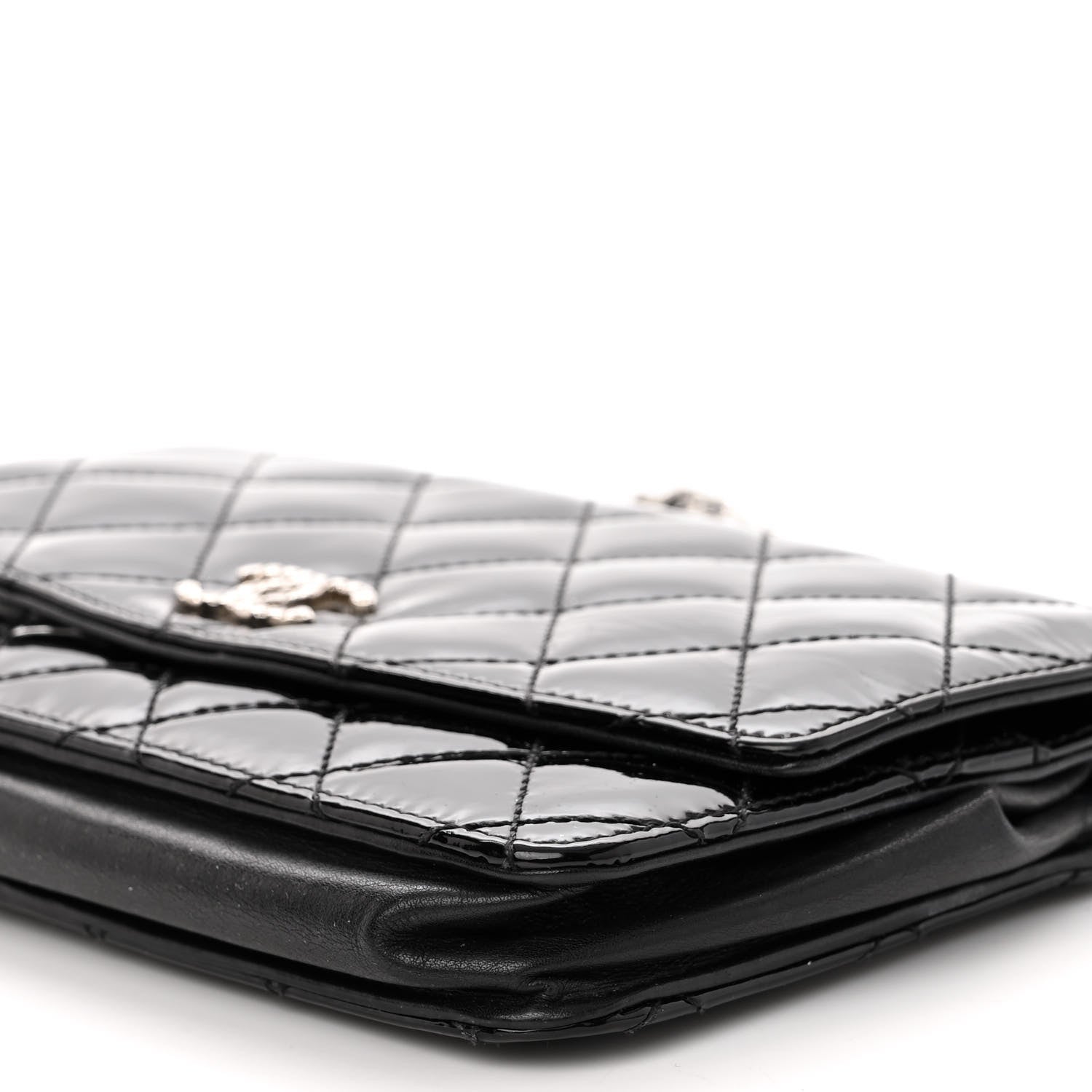 Chanel Patent Quilted Brilliant Wallet On Chain WOC Black 11 of 11