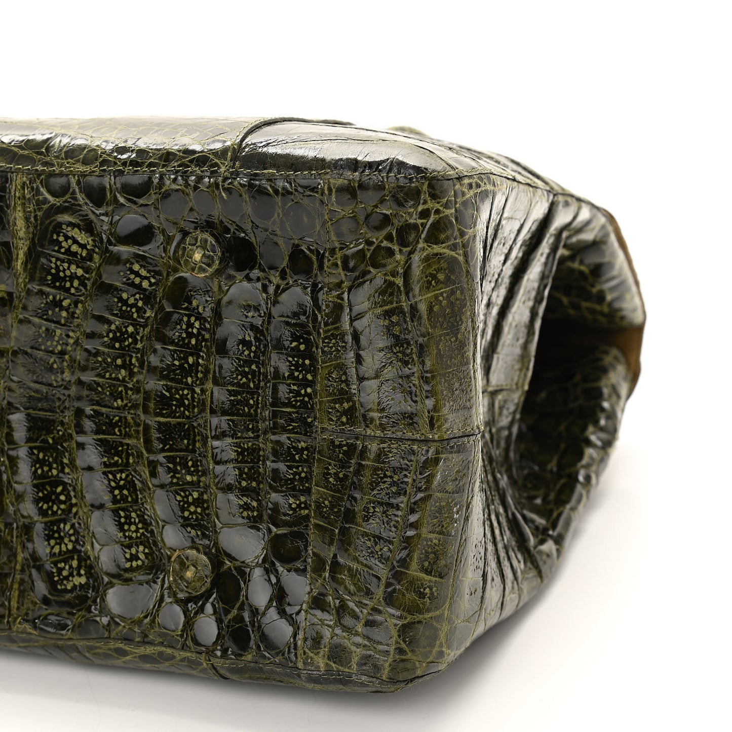 Crocodile Double Handle Satchel Green