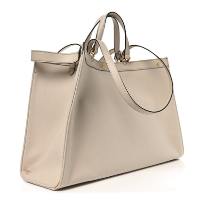 Fendi Canvas Vitello King FF Embroidered Medium Peekaboo X-Tote Poudre 3 of 10