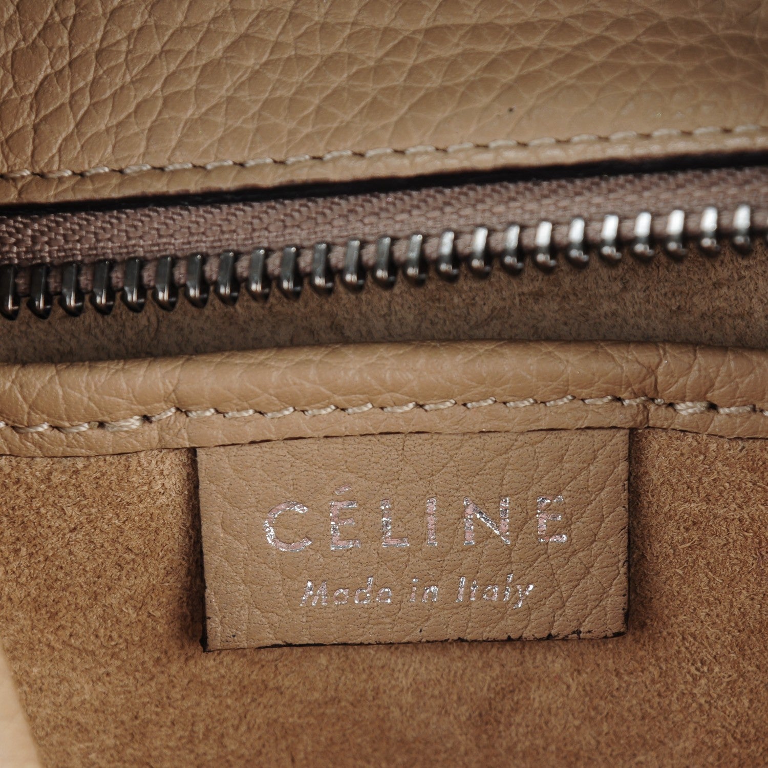 Celine Drummed Calfskin Nano Luggage Dune 6 of 8