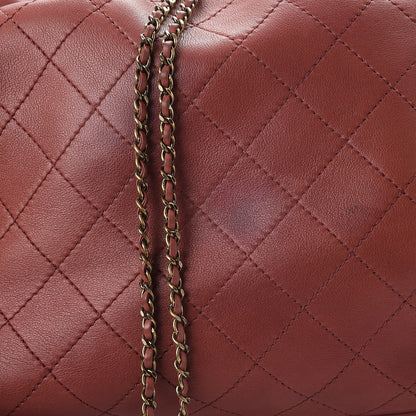 Chanel Calfskin Stitched Large Drawstring CC Bag Burgundy 11 of 13